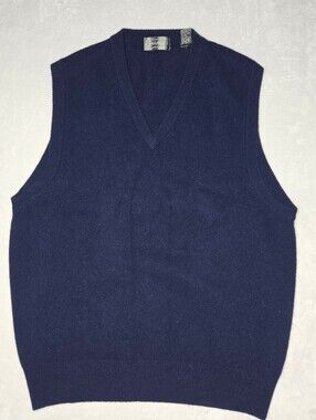 Lord & Taylor 100% Lambswool Exclusively For You Navy V-Neck Sweater L